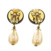 Image 2 : Chanel Black Gold CC Dangle Pearl Earrings