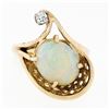 Image 4 : Vintage 14k Gold 2.07 ctw Oval Opal Solitaire & Round Diamond Accent Basket Ring