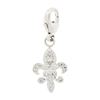 Image 1 : 14k White Gold .20 ctw Diamond Fleur de Lis Dangle Lobster Clasp Charm Pendant