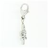 Image 4 : 14k White Gold .20 ctw Diamond Fleur de Lis Dangle Lobster Clasp Charm Pendant