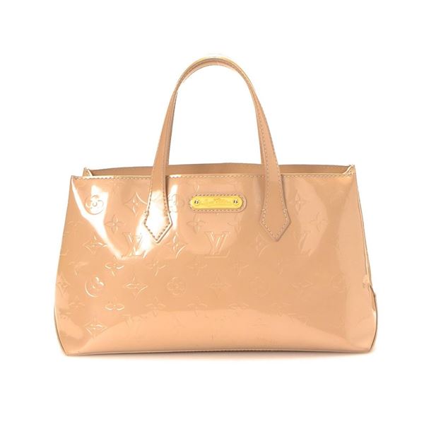 Louis Vuitton Beige Vernis Leather Wilshire PM Satchel Bag