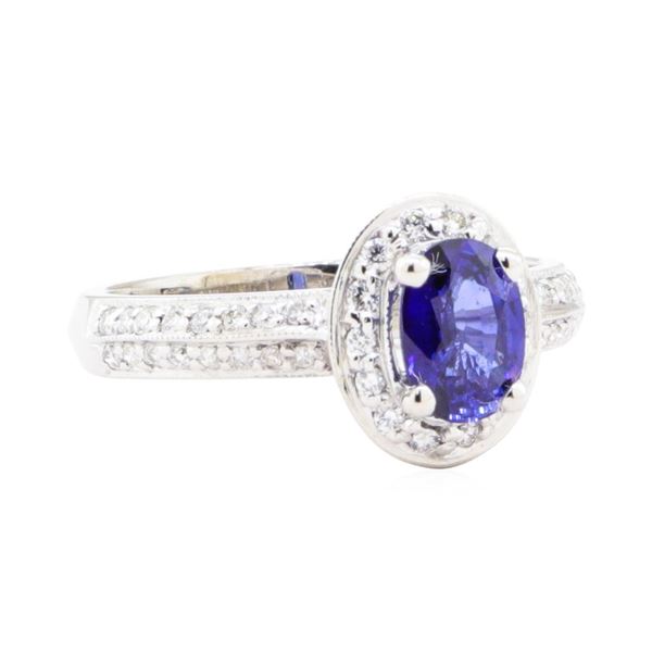 1.35 ctw Sapphire And Diamond Ring - 14KT White Gold