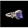 Image 1 : 14KT White Gold 3.40 ctw Tanzanite and Diamond Ring