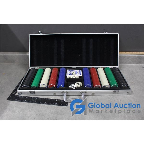 Poker Set in Aluminum Travel Case - Chips, Cards, etc