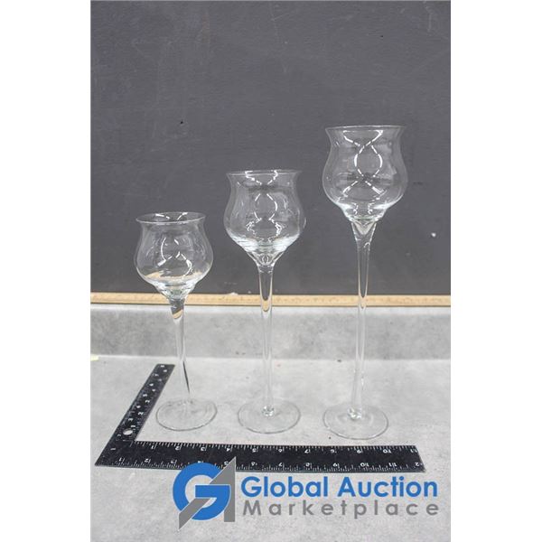 Decorative Glass Tea Light 3pc Set