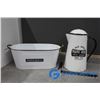Image 1 : Retro Style Tin Planter Bucket and Pitcher