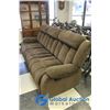 Image 1 : **Dark Brown Microfibre Sofa w/2 Reclining Footrest Seats