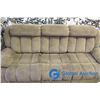 Image 2 : **Dark Brown Microfibre Sofa w/2 Reclining Footrest Seats