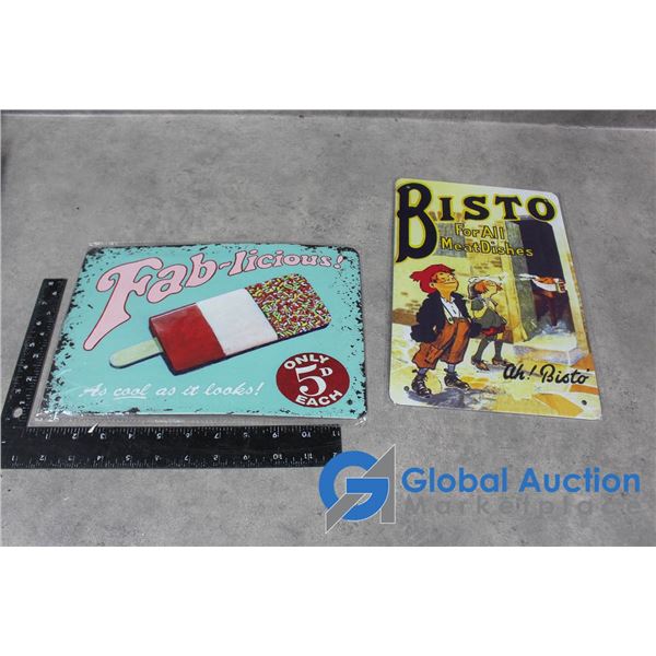 (2) Repro Bistro and Popsicle Tin Signs BID PRICE X2