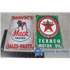 Image 1 : (2) Repro Texaco and Mack Tin Sins - BID PRICE x2