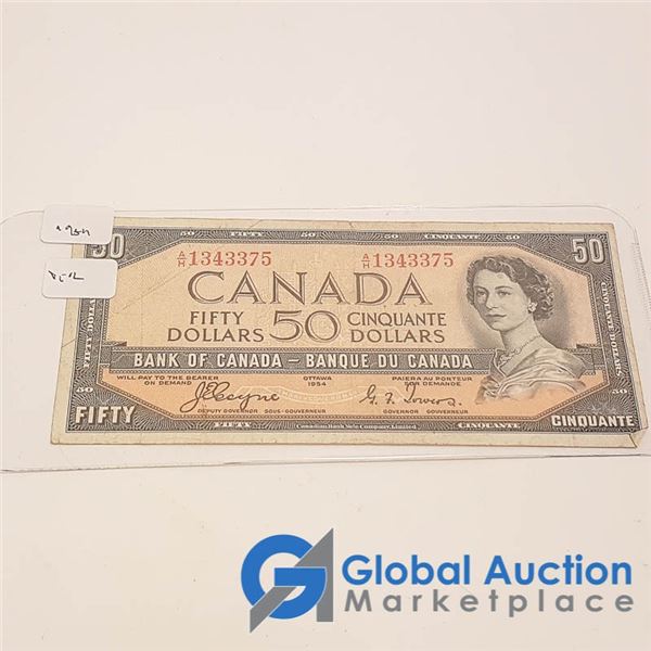 1954 Fifty Dollar Canadian Bill