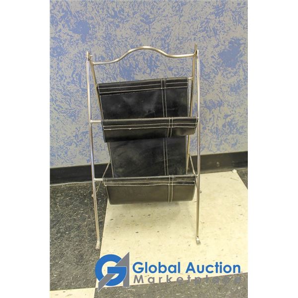 **Black Faux Leather Paper Stand