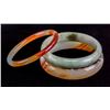 Image 1 : Lot of Three Chinese Jade & Agate Carved Bangles