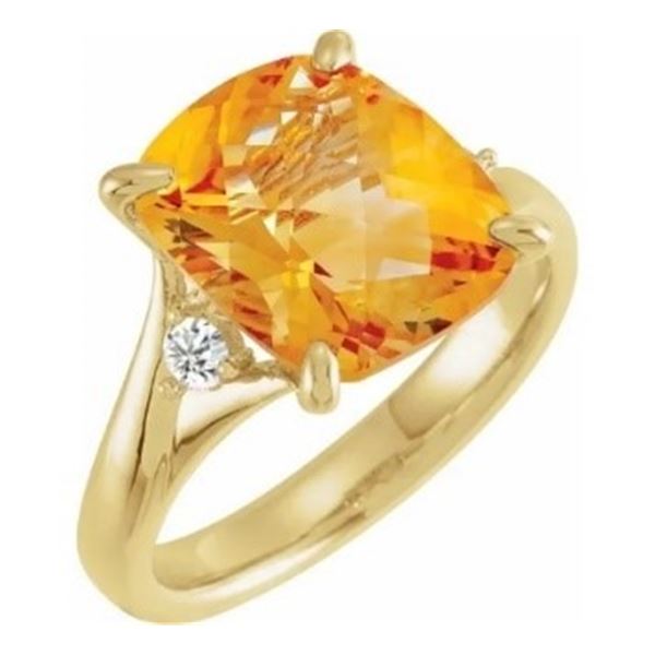 Michigan – Custom Citrine and Diamond Ring