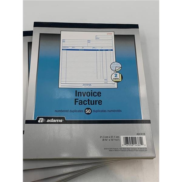 Case lot of Adams numbered Invoice Books 5 x 50