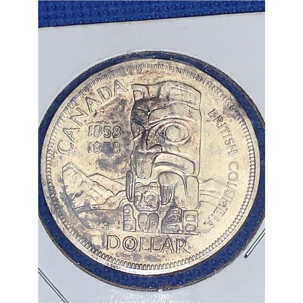 Canada 1858-1958 British columbia Totem Pole Silver Dollar
