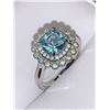 Image 2 : Ladies .925 Silver Blue Topaz Cluster Top Solitaire Ring size 7