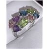 Image 3 : Ladies 10K Gold Multi Gemstone Trillion Oval Cut Peridot, Sapphire, Amethyst Ring Appraisal $5,400.0
