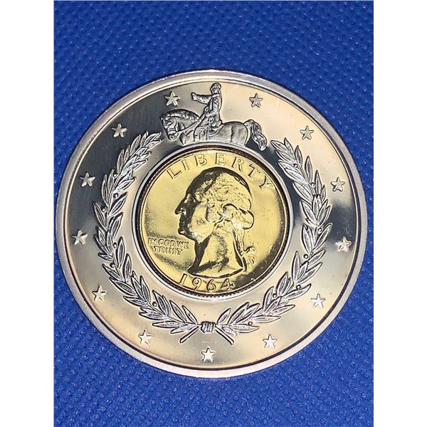 USA American Mint issue 2001 Limited Issue Gold Plated Washington Quarter Inlay Proof Struck Cased C