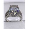 Image 1 : Ladies 1.0 Carat Solitaire with side baquette Stones Shank Style .925 Silver RIng Size 7