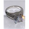 Image 3 : Ladies 1.0 Carat Solitaire with side baquette Stones Shank Style .925 Silver RIng Size 7