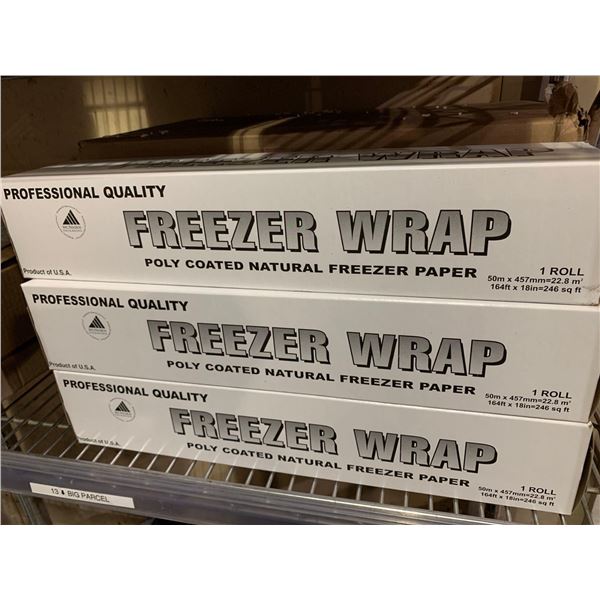 Freezer Wrap 164ft x 18 inch Poly Coated Natural Freezer Paper (3 x 1 roll)