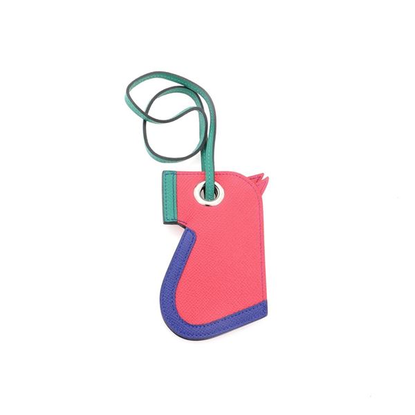 Hermes Camail Bag Charm Leather Blue, Green, Multicolor, Red