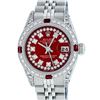 Rolex Ladies Stainless Steel 26MM Red Diamond Lugs 26MM Datejust Wristwatch