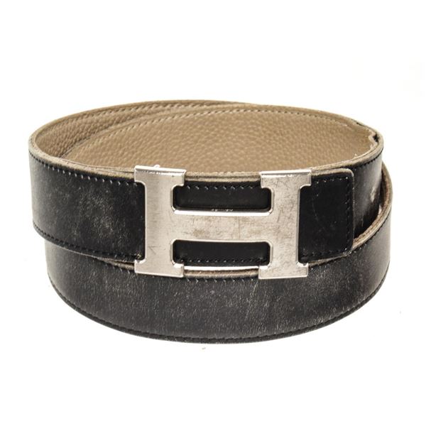 Hermes Black Leather Constance H Belt