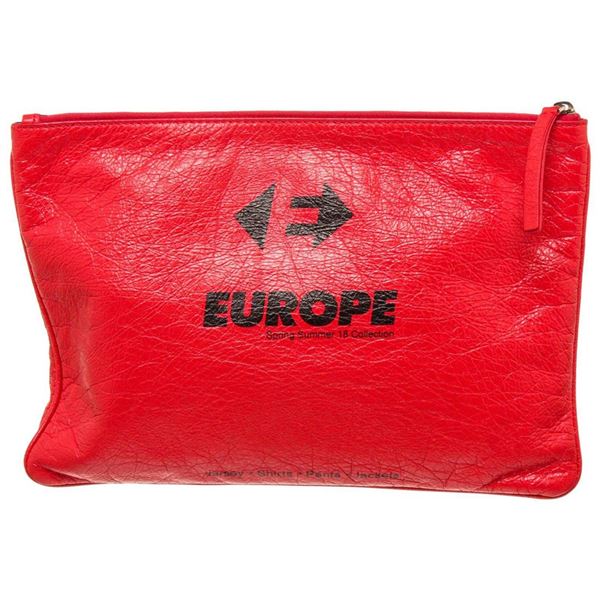 Balenciaga Red Leather Supermarket Pouch