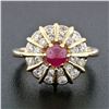 Image 2 : 14k Gold 1.67 ctw Cabochon Ruby & Dual Round Channel Diamond Platter Cocktail Ri