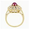 Image 8 : 14k Gold 1.67 ctw Cabochon Ruby & Dual Round Channel Diamond Platter Cocktail Ri