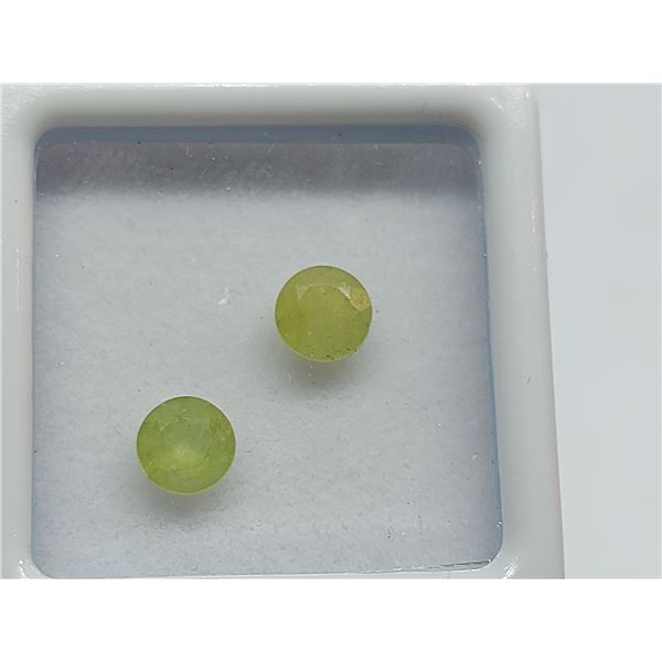 1.18Ct Awesome pair Round cut 100% Natural Rarest Green Sphene-Titanite !!