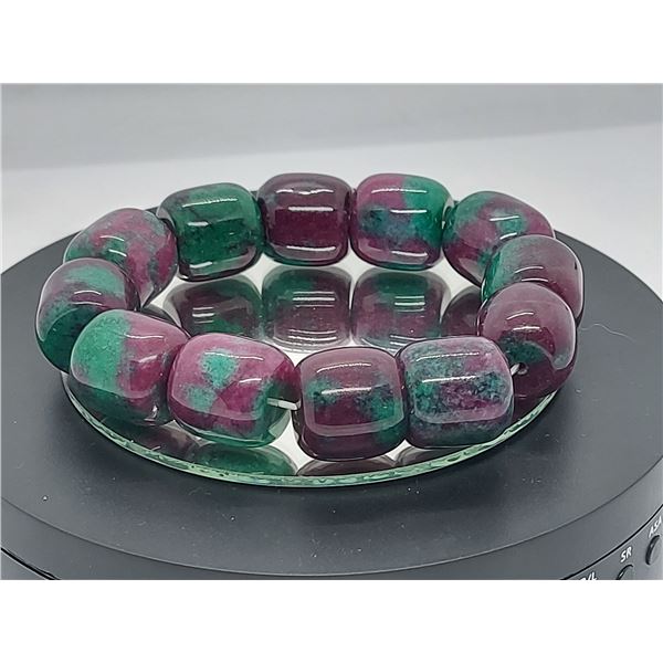 18mm Top Natural Ruby - Zoisite - Epidote Stretchy Bracelet