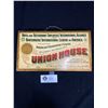 Image 1 : 1949 Tin on Cardboard Hotel and Restaurant Employees Union House Sign 11 x 6"