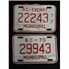 Image 2 : Lot of 3 BC Municipal License Plates - 1965, 1970, 1972