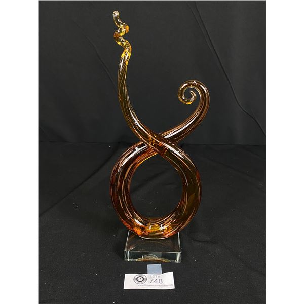 Murano Art Glass Hand Blown Sculpture with Original Sticker. 12.5" Tall with Twisted and Spiral Aven