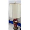 Image 8 : Vintage High Quality Working Ruby Red Glass Hand Accented Gold and Enamel Floral Table Lamp. Leviton