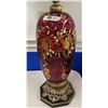Image 8 : Vintage High Quality Working Ruby Red Glass Hand Accented Gold and Enamel Floral Table Lamp. Leviton
