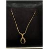 Image 2 : 14K Solid Yellow Gold Chain 17.75" Length with Solid 14K Yellow  Gold Teardrop Garnet and 5 Small Di