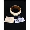 Image 2 : Vintage Wide Bone Cuff Wood Bracelet with Brass Trim - Original Sticker Inside - Very Good Condition