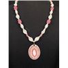 Image 2 : Eva Scherer - Wien Austria Enamel on Copper Modernist Pendant on Lovely White and Pink Glass Bead Ne