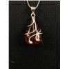 Image 2 : Mid Century Modern Amber Sterling Silver Pendant on Sterling Silver Chain 18" Length