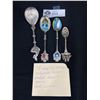 Image 1 : Lot of 4 Very Nice Vintage Collectible Silver Plated Souvenir Spoons Great Condition