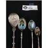 Image 2 : Lot of 4 Very Nice Vintage Collectible Silver Plated Souvenir Spoons Great Condition