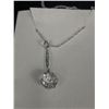 Image 2 : Beautiful Art Deco Sterling Silver Necklace with Large Faceted Crystal Stone Drop