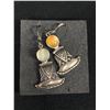 Image 2 : Beautiful Sterling Silver and Cabochon Cats Eye Chrysoberyl Earrings Marked Perciv 929