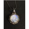 Image 2 : Vintage Sterling Silver with Genuine Rainbow Colour Labradorite Stone Pendant Necklace 18" L