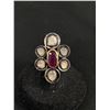 Image 2 : Stunning Vintage Blackened Sterling Silver Large Genuine Mine Cut/Rose Cut Diamonds and 1 Red Ruby S