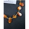 Image 2 : Beautiful Silver with Honey Amber Beads Choker Necklace with Tasset. Original Patina 15" L